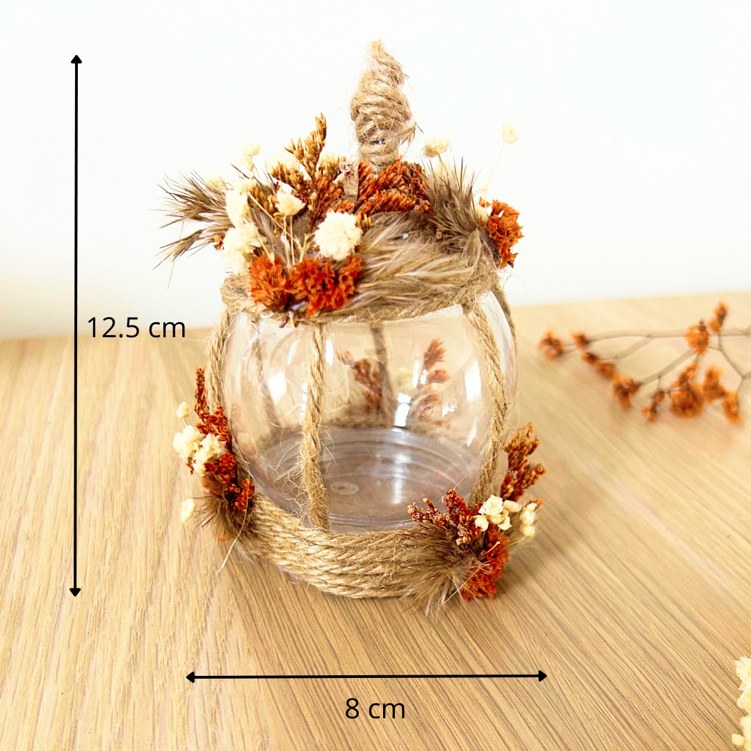 Citrouille Décorative en Fleurs Séchées – Centre de Table Automnal 12.5x8 cm