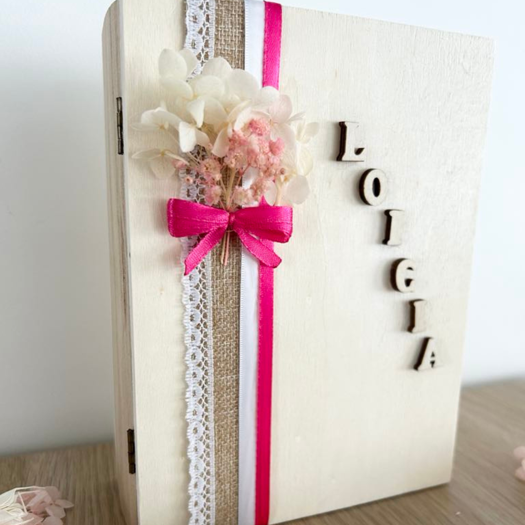 Livre en bois personnalisé - Annonce parrain/marraine