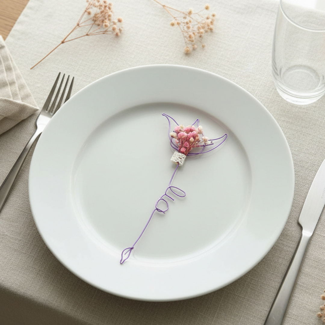 Marque-Page Personnalisé en Fleurs Séchées & Fil Métal - Cadeau Fête des Mères