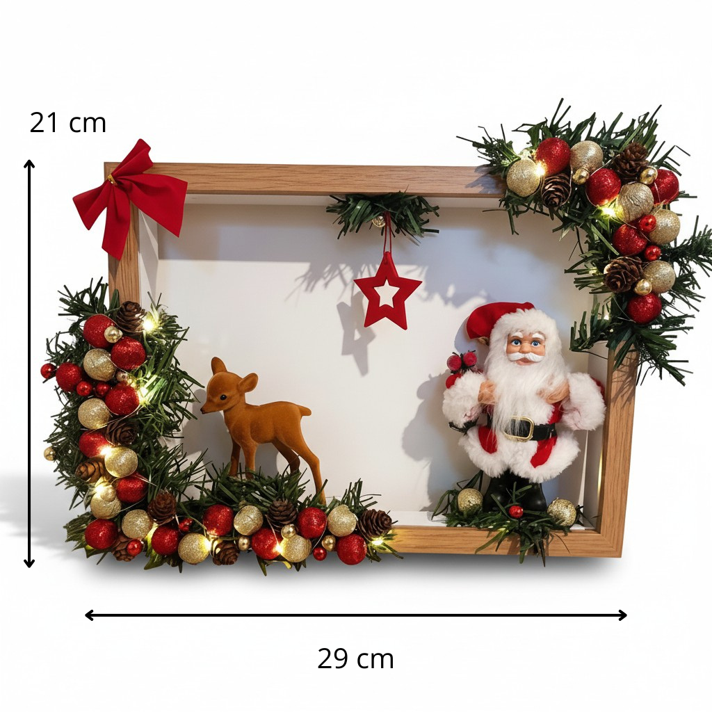 Cadre de Noël Lumineux – Décoration Murale Format A4 – Création Artisanale