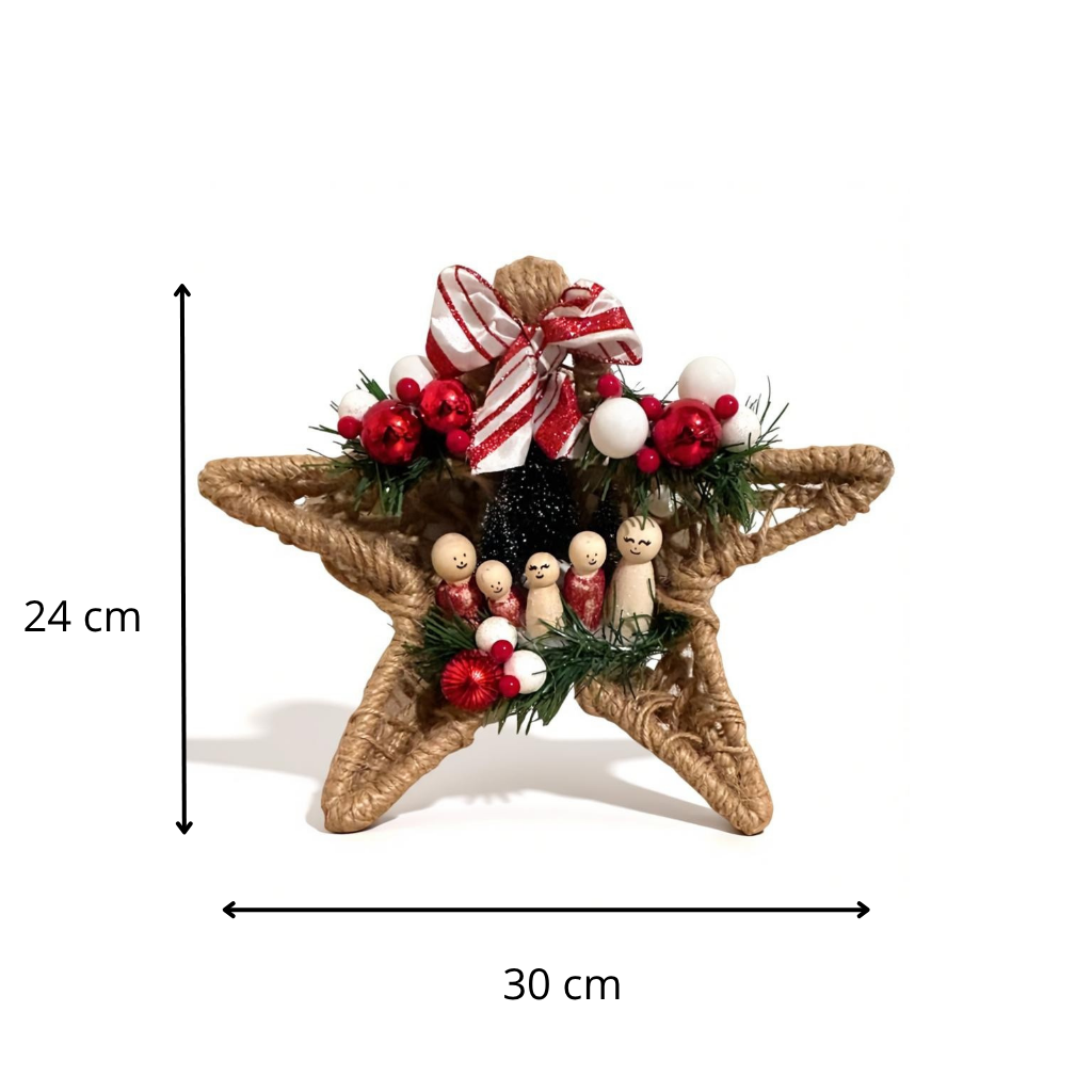 Étoile de Sapin Personnalisée – Décoration Artisanale en Jute (30×24 cm)
