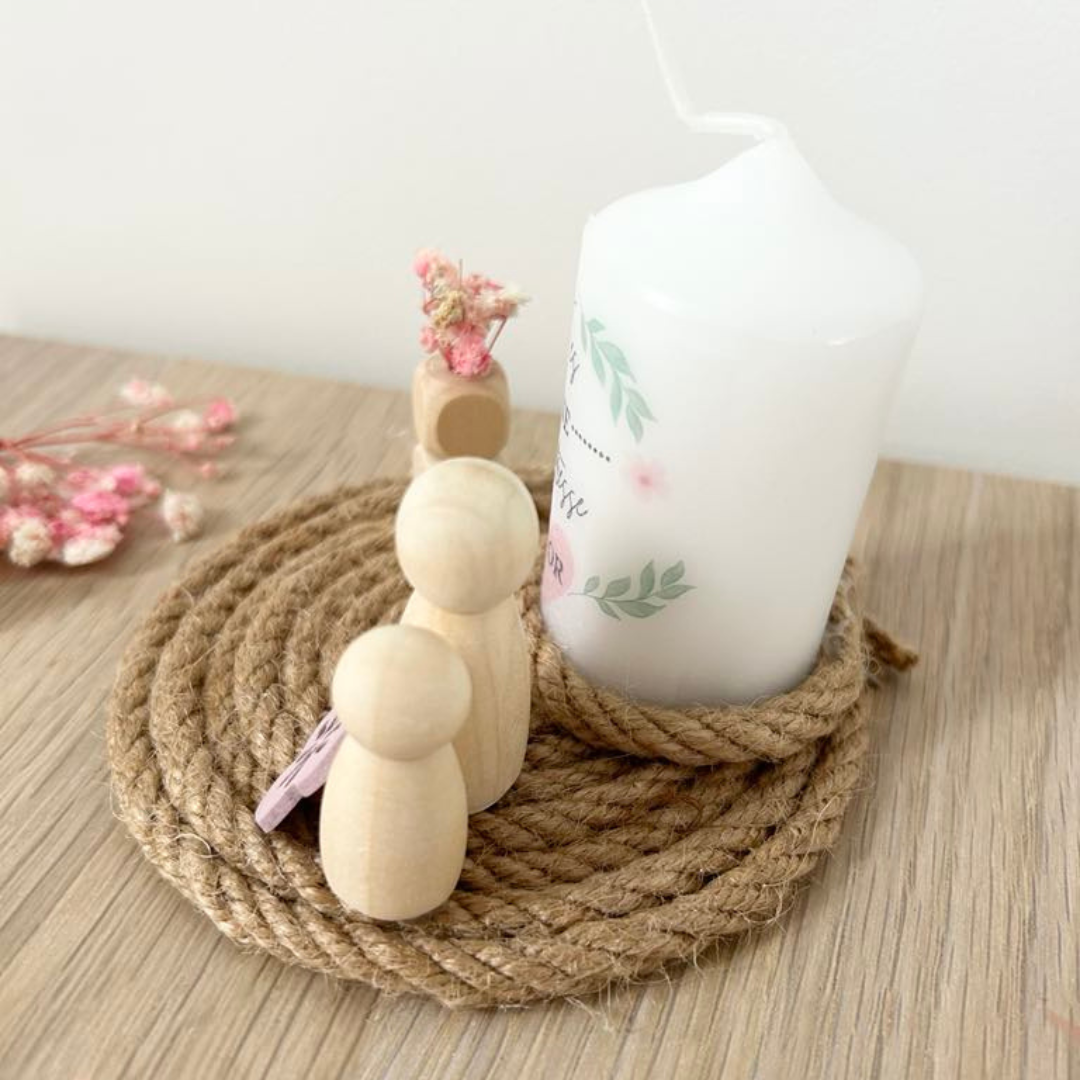 Cadeau personnalisé fin d’année – Bougie & décor artisanal pour Maîtresse, Nounou ou ATSEM
