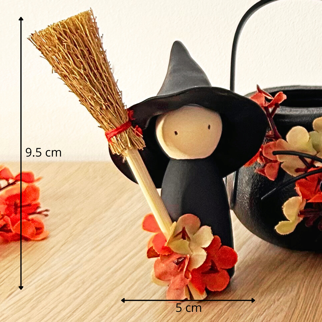 Figurine Sorcière d’Halloween – Déco de table artisanale