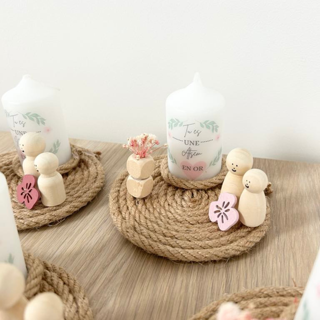 Cadeau personnalisé fin d’année – Bougie & décor artisanal pour Maîtresse, Nounou ou ATSEM