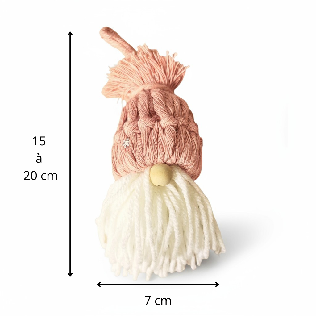 Gnome de Noël en Macramé – Décoration de Sapin Artisanale
