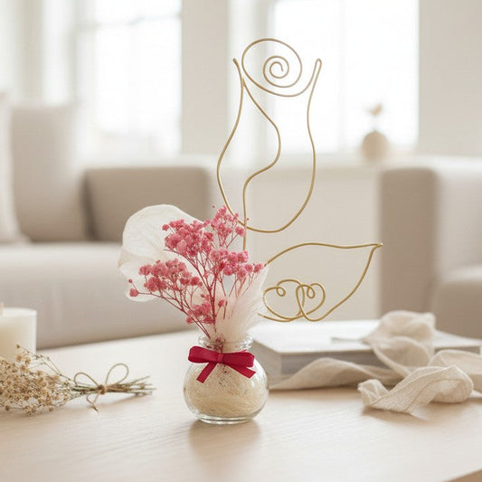 Bouquet fleurs séchées personnalisé – cadeau fait main à offrir avec prénom ou cœur