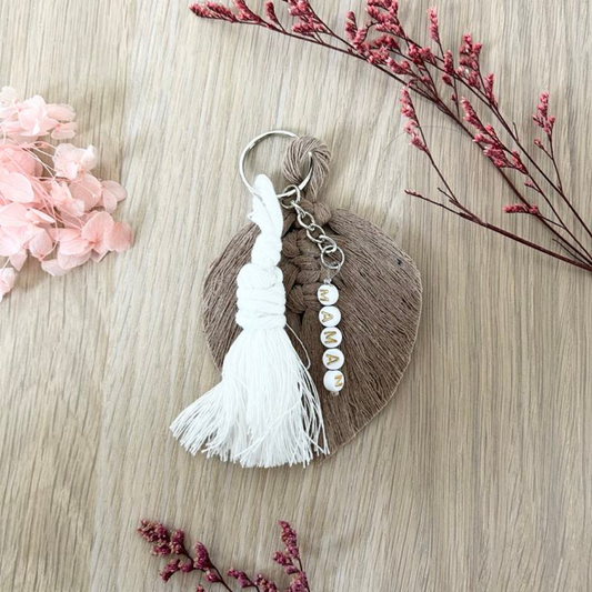 Porte-Clé Macramé Personnalisé – Cadeau Invités de Baptême Original &amp; Bohème