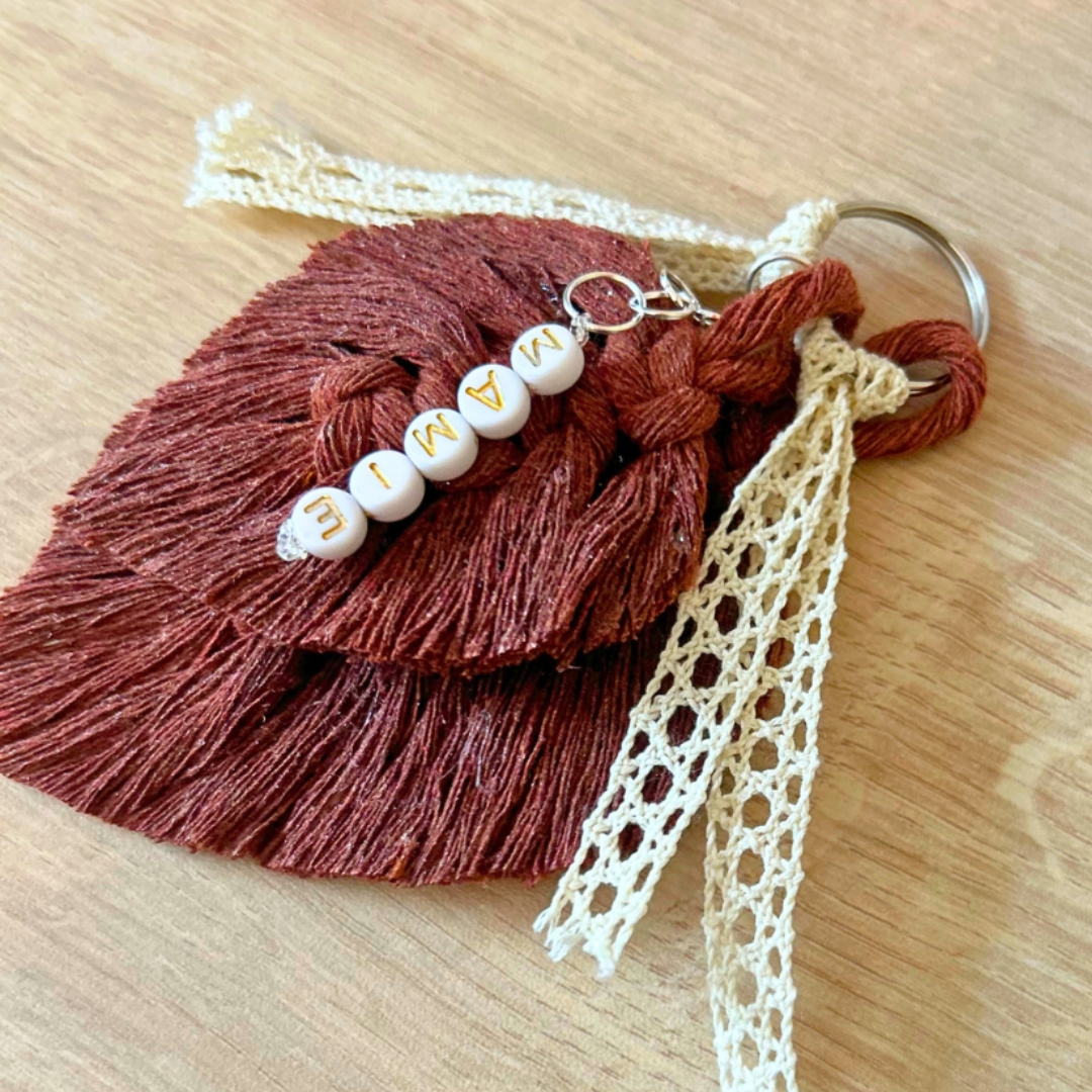 Porte-clés personnalisé macramé avec prénom – Cadeau anniversaire adulte