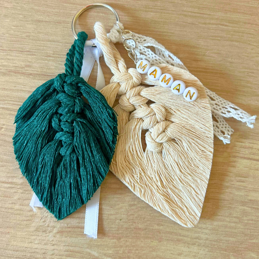 Porte-clés personnalisé macramé avec prénom – Cadeau original fait main
