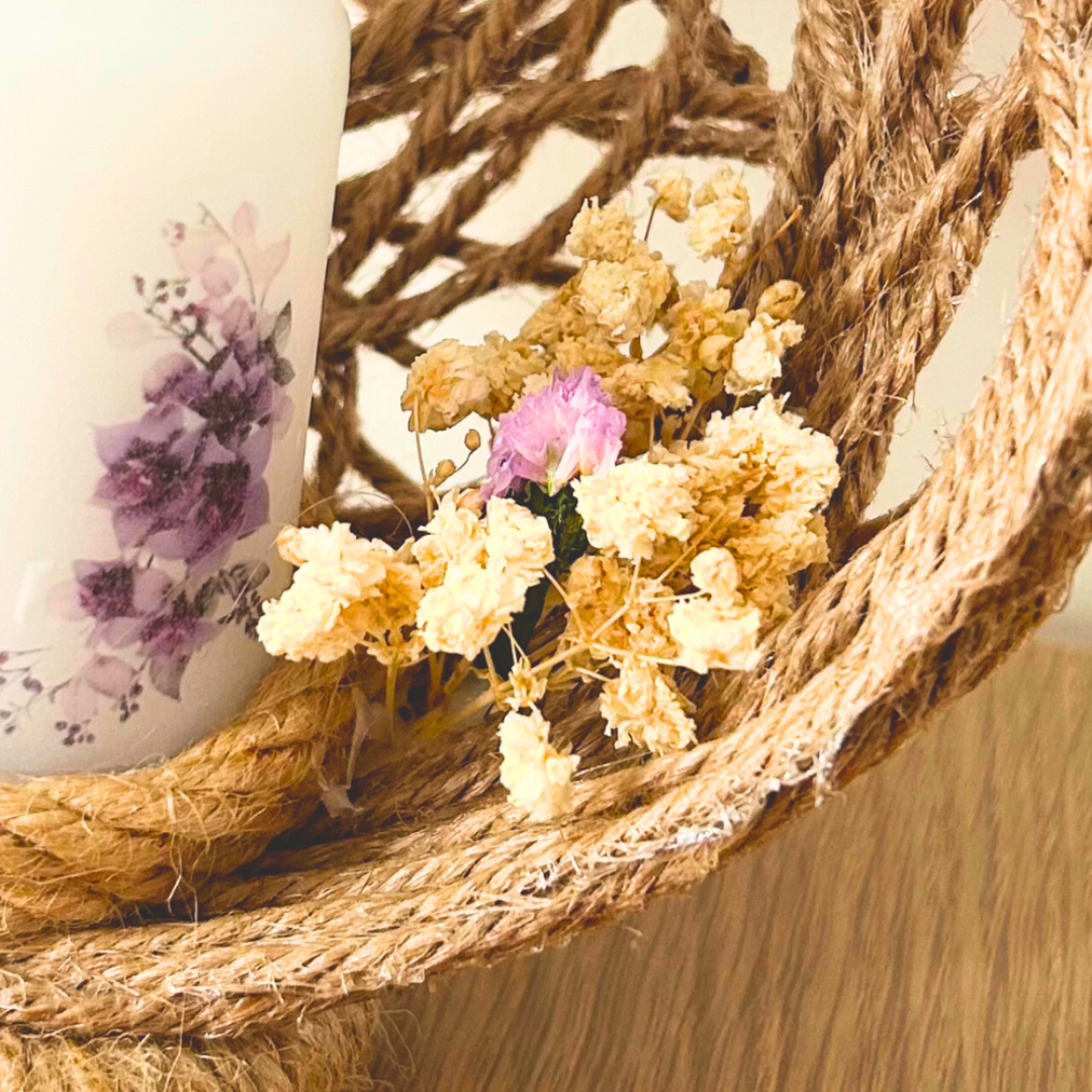 Composition Florale avec Bougie Personnalisée - Cadeau Fête des Mères