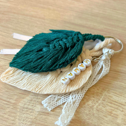 Porte-clés personnalisé macramé avec prénom – Cadeau original fait main