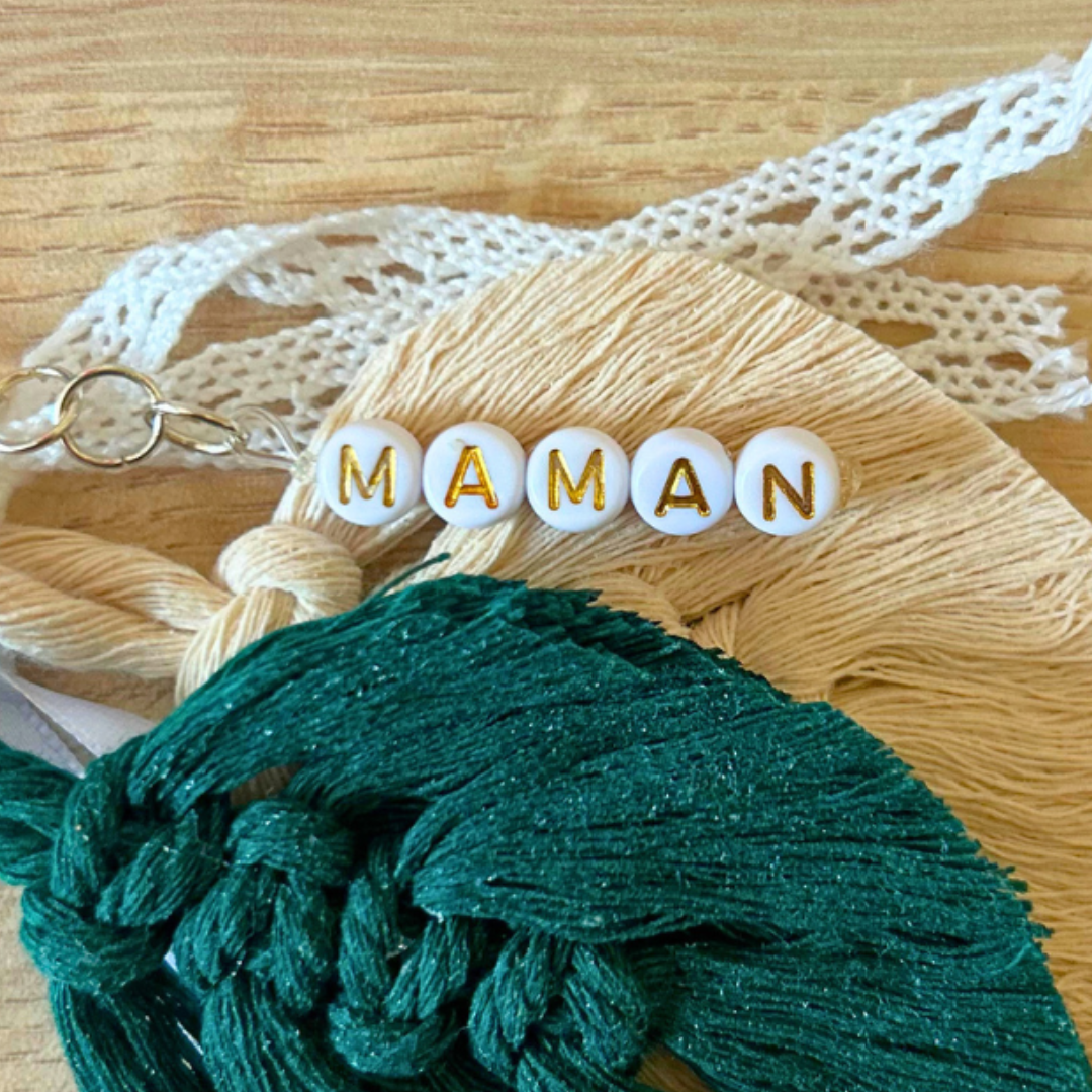 Porte-clés personnalisé macramé avec prénom – Cadeau original fait main