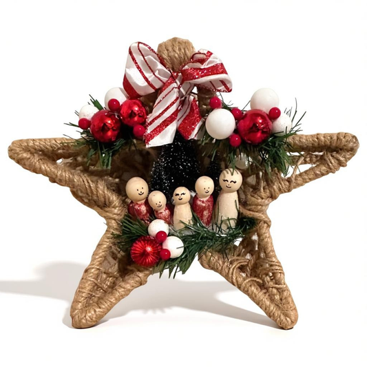 Étoile de Sapin Personnalisée – Décoration Artisanale en Jute (30×24 cm)