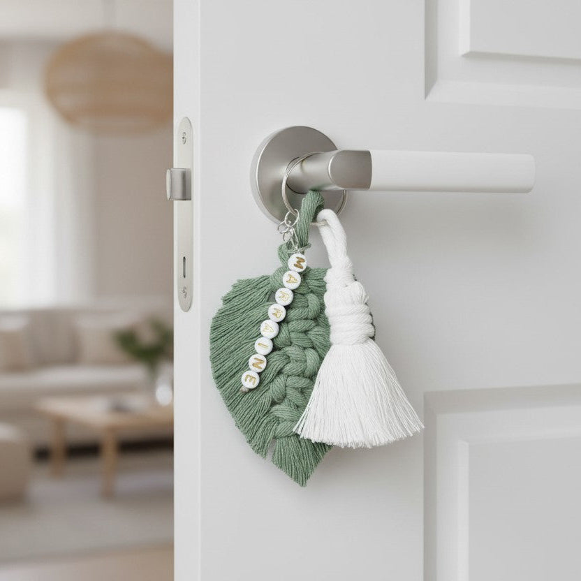 Porte-clé personnalisé macramé – demande parrain ou marraine originale