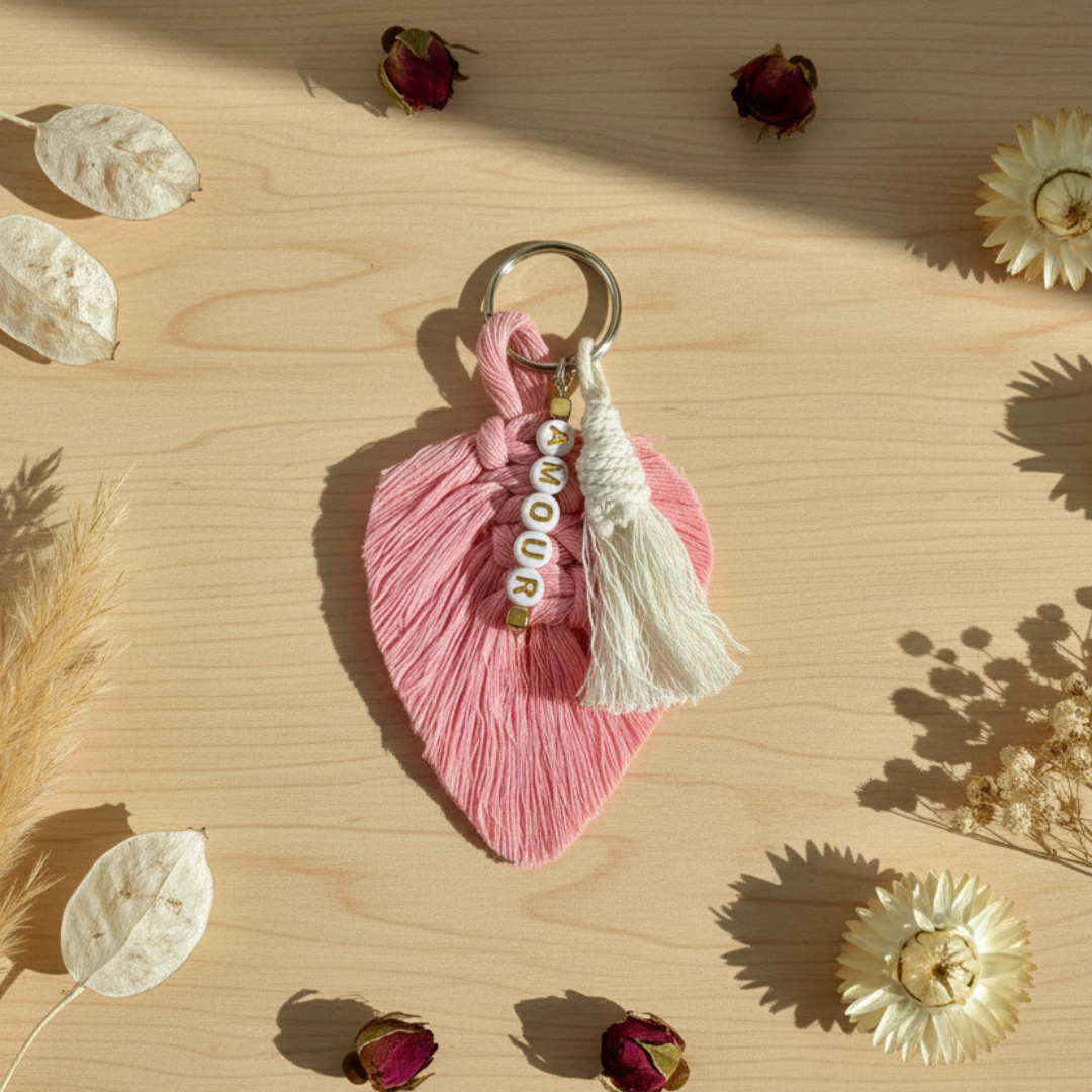 Porte-Clé Macramé Personnalisé – Cadeau Bohème pour le Plaisir d’Offrir