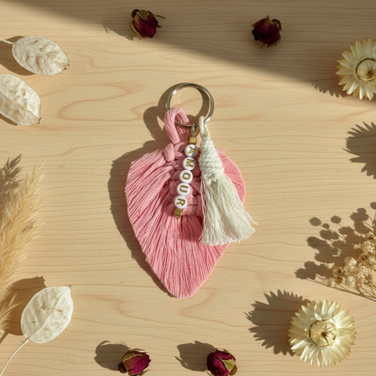 Porte-Clé Macramé Personnalisé – Cadeau Invités de Baptême Original &amp; Bohème