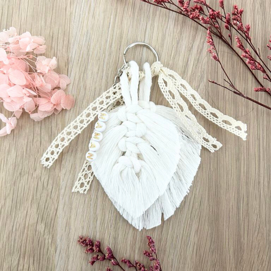 Porte-Clé Macramé Personnalisé – Cadeau Invités de Mariage Bohème & Élégant
