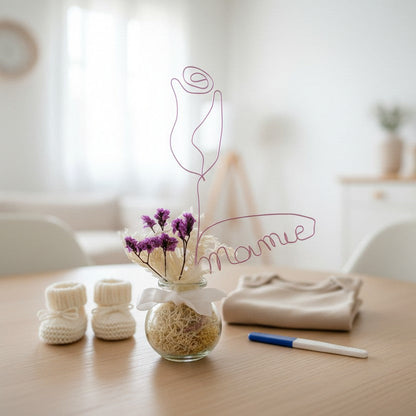 Annonce grossesse originale – bouquet fleurs séchées personnalisé avec message