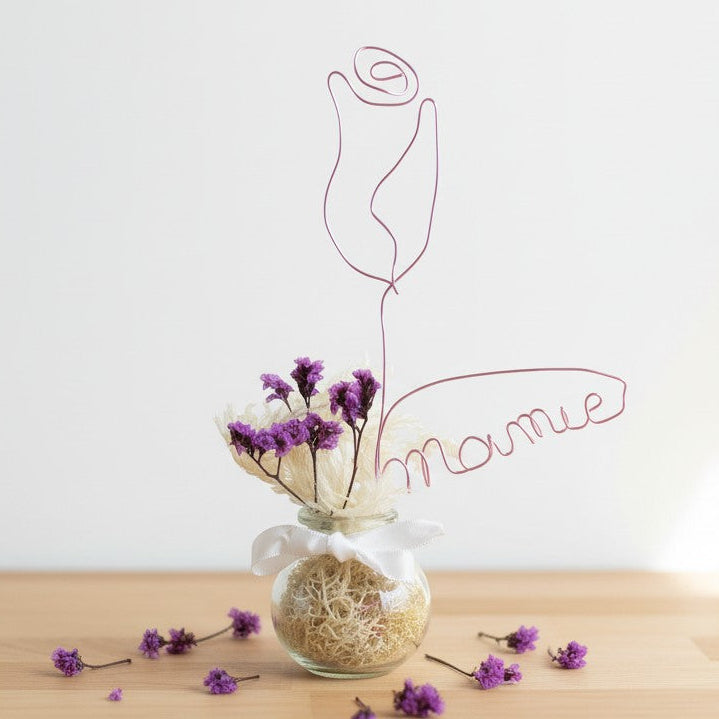 Annonce grossesse originale – bouquet fleurs séchées personnalisé avec message