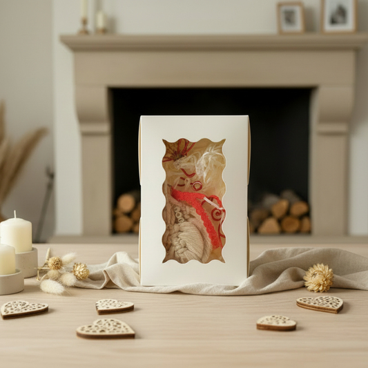 Coffret Cadeau “Je t’aime” – Porte-Clé en Macramé &amp; Marque-Page Fleuri