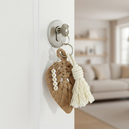 Porte-clé personnalisé macramé – cadeau de Noël avec prénom