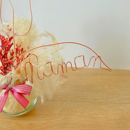 Cadeau fête des mères personnalisé – bouquet fleurs séchées avec prénom ou cœur