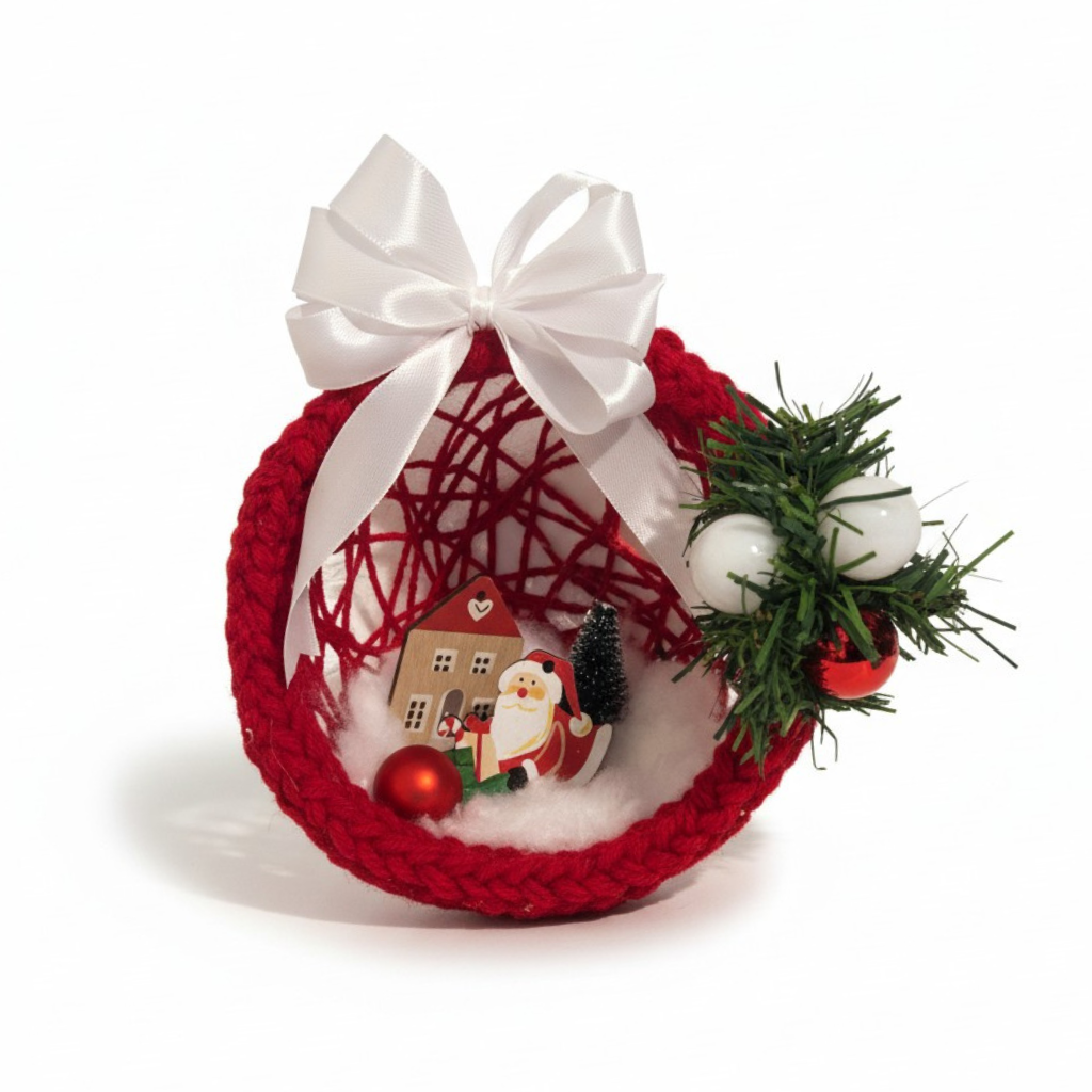 Boule de Noël Personnalisée – Grand Format 16 cm (Modèle en Laine)