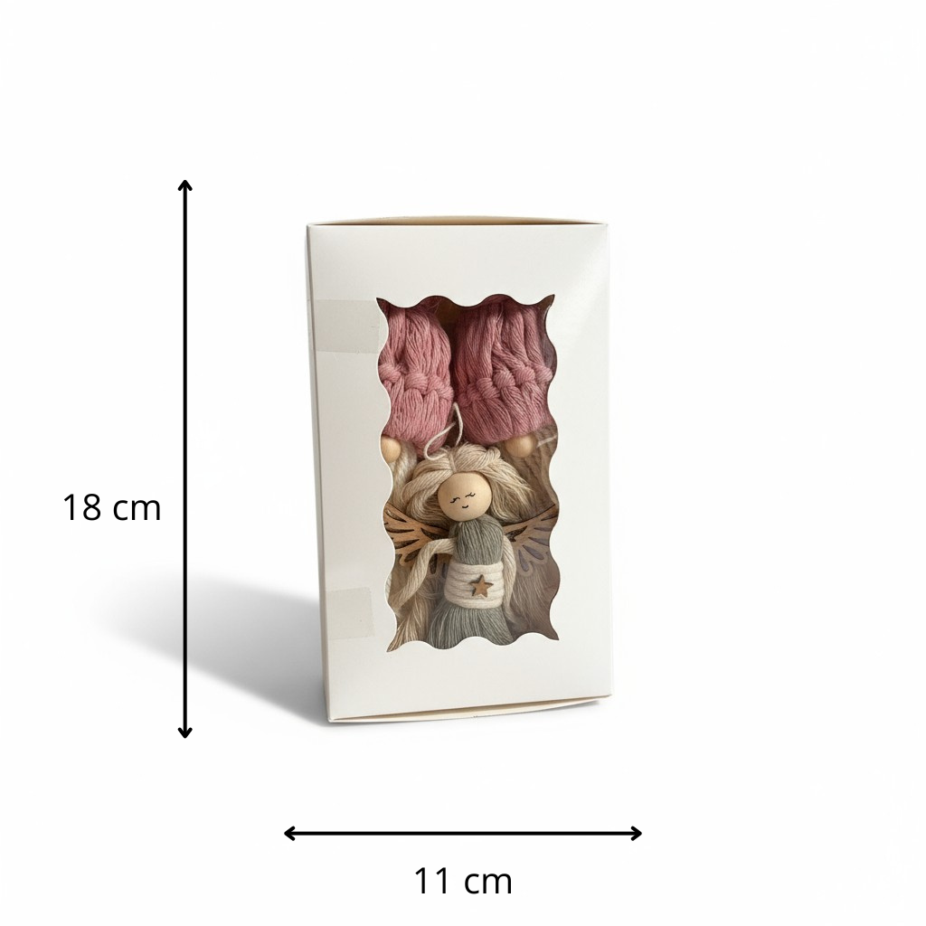 Coffret de Noël – Lot 2 Gnomes et 1 Ange en Macramé