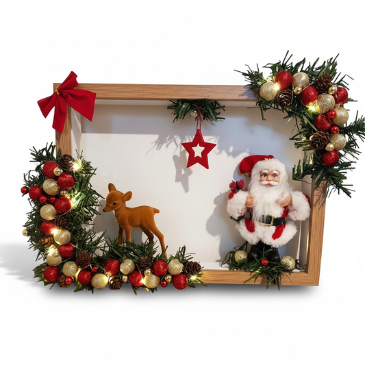 Cadre de Noël Lumineux – Décoration Murale Format A4 – Création Artisanale