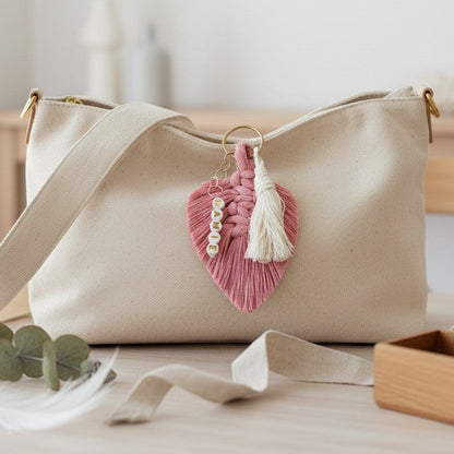 Porte-clé personnalisé macramé – cadeau fête des grands-mères avec prénom