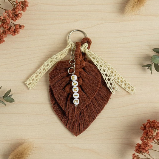 Porte-clés personnalisé macramé avec prénom – Cadeau anniversaire adulte