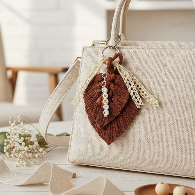 Porte-clés personnalisé macramé avec prénom – Cadeau anniversaire adulte