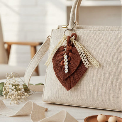 Porte-clés personnalisé macramé avec prénom – Cadeau anniversaire adulte