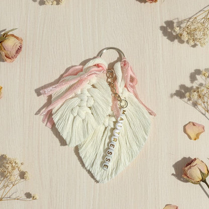 Porte-clés personnalisé macramé avec prénom – Cadeau maîtresse, nounou, ATSEM