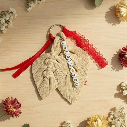 Porte-clés personnalisé macramé avec prénom – Cadeau Saint-Valentin