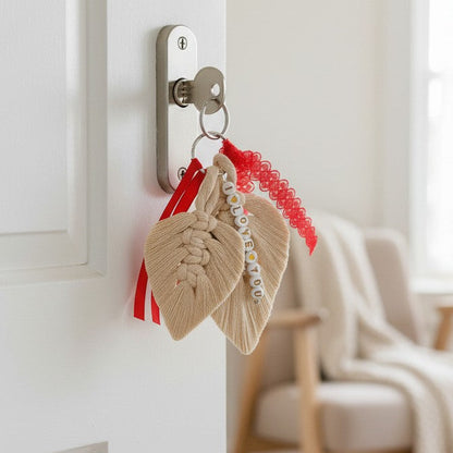 Porte-clés personnalisé macramé avec prénom – Cadeau Saint-Valentin