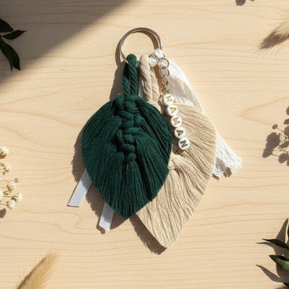 Porte-clés personnalisé macramé avec prénom – Cadeau original fait main
