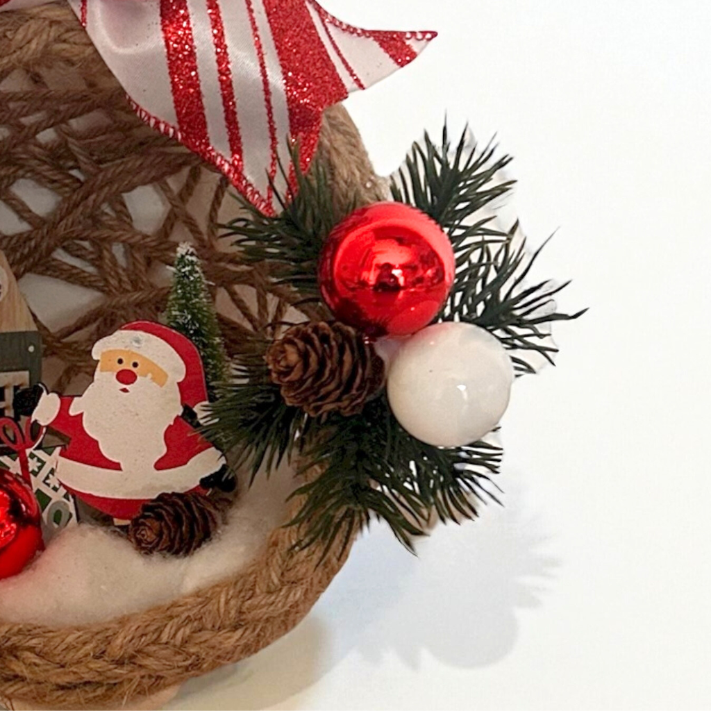 Boule de Noël Personnalisée en corde de jute – Modèle Grand Format 16 cm