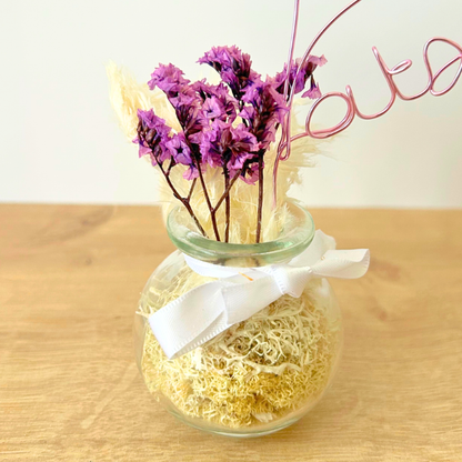 Cadeau maîtresse personnalisé – bouquet fleurs séchées avec prénom ou cœur