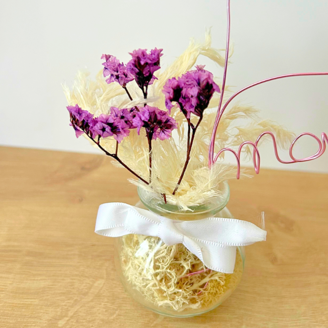 Annonce grossesse originale – bouquet fleurs séchées personnalisé avec message