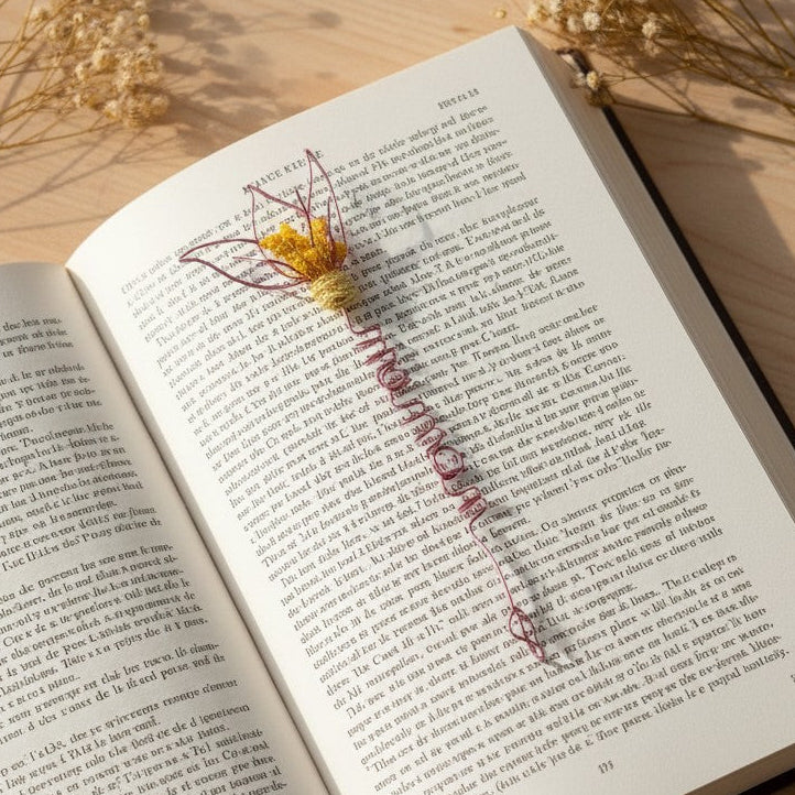Marque-page personnalisé avec fleurs séchées – cadeau fête des mères