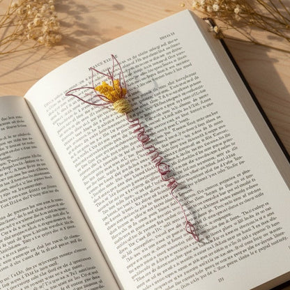 Marque-page personnalisé avec fleurs séchées – cadeau fête des mères