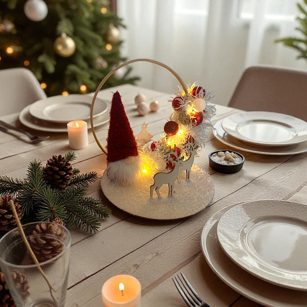 Décoration Lumineuse de Noël – Gnome, Cerfs & Boules de Noël