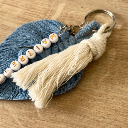 Porte-clé personnalisé macramé – cadeau maîtresse, ATSEM, nounou fin d’année