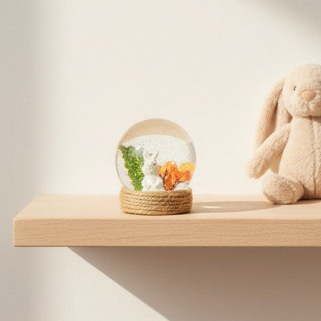 Boule de neige décorative Pâques – lapin & fleurs