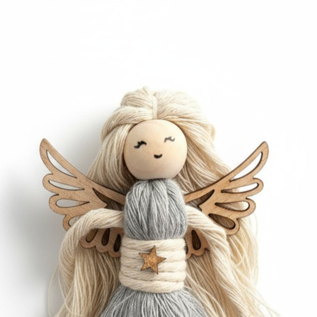 Ange de Noël en Macramé – Décoration de Sapin Artisanale