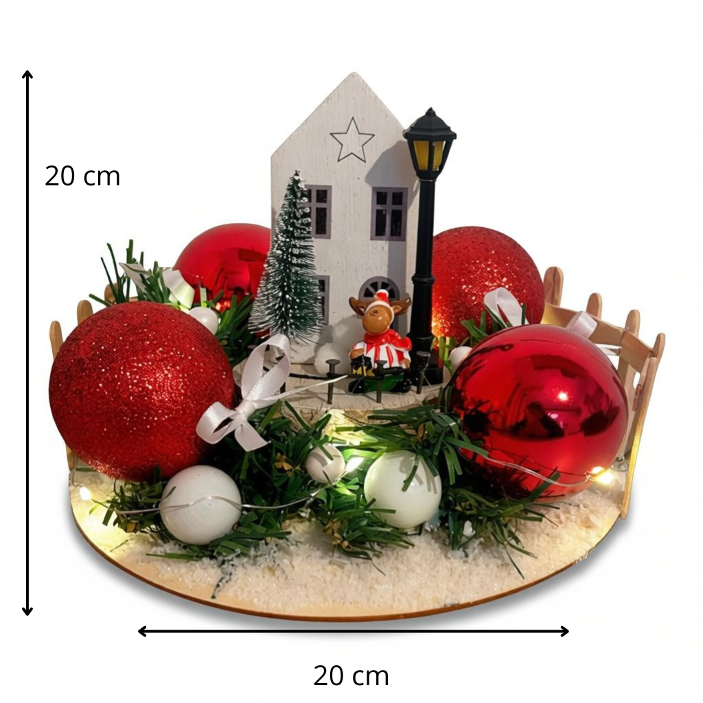 Centre de Table de Noël – “La Petite Maison dans son Jardin” – Création Artisanale