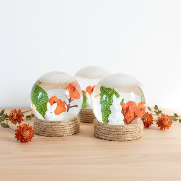 Boule de neige décorative Pâques – lapin & fleurs