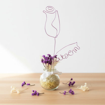 Cadeau maîtresse personnalisé – bouquet fleurs séchées avec prénom ou cœur
