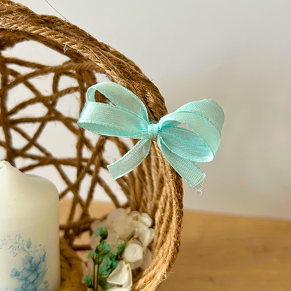 Centre de table baptême personnalisé avec bougie – décoration douce et fait main